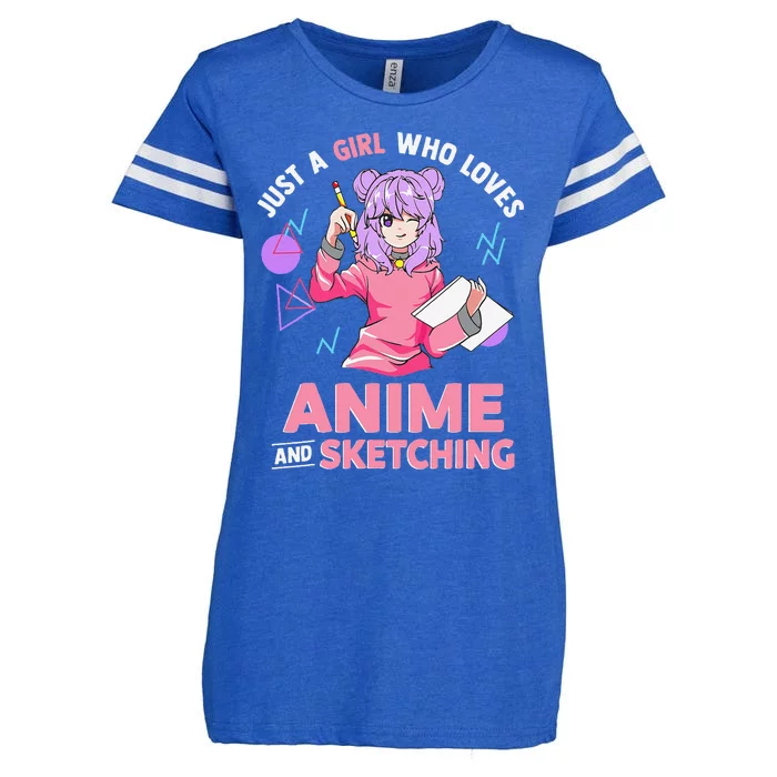 Just A Girl Who Loves Anime And Sketching Enza Ladies Jersey Football T-Shirt