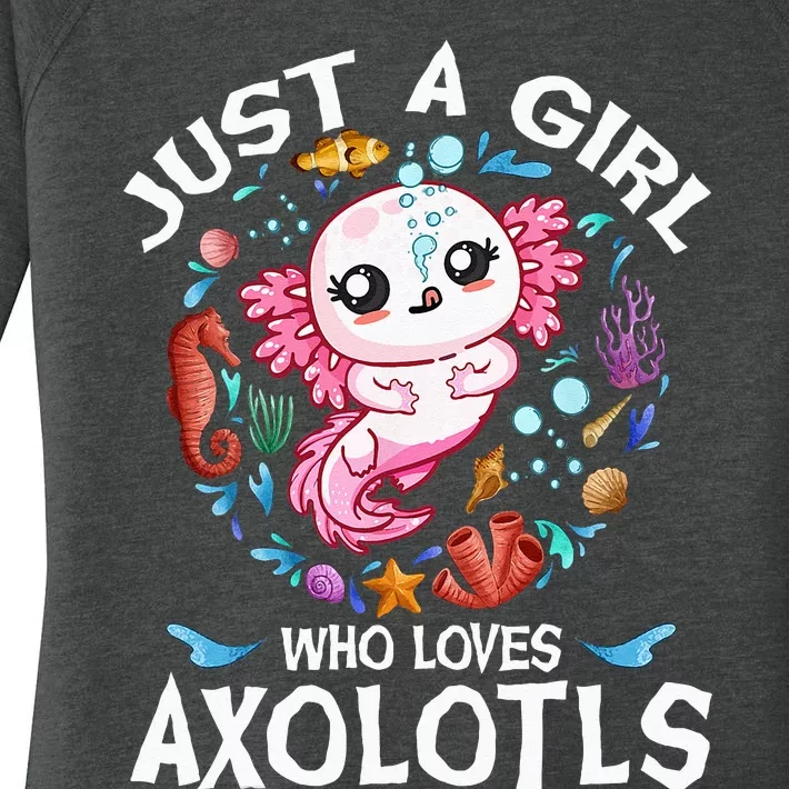 Just A Girl Who Loves Axolotls Cute Axolotl Kids Teen Women's Perfect Tri Tunic Long Sleeve Shirt