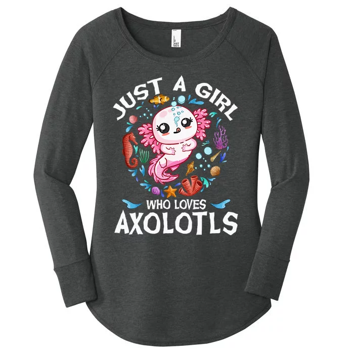 Just A Girl Who Loves Axolotls Cute Axolotl Kids Teen Women's Perfect Tri Tunic Long Sleeve Shirt