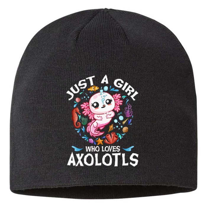 Just A Girl Who Loves Axolotls Cute Axolotl Kids Teen 8 1/2in Sustainable Knit Beanie