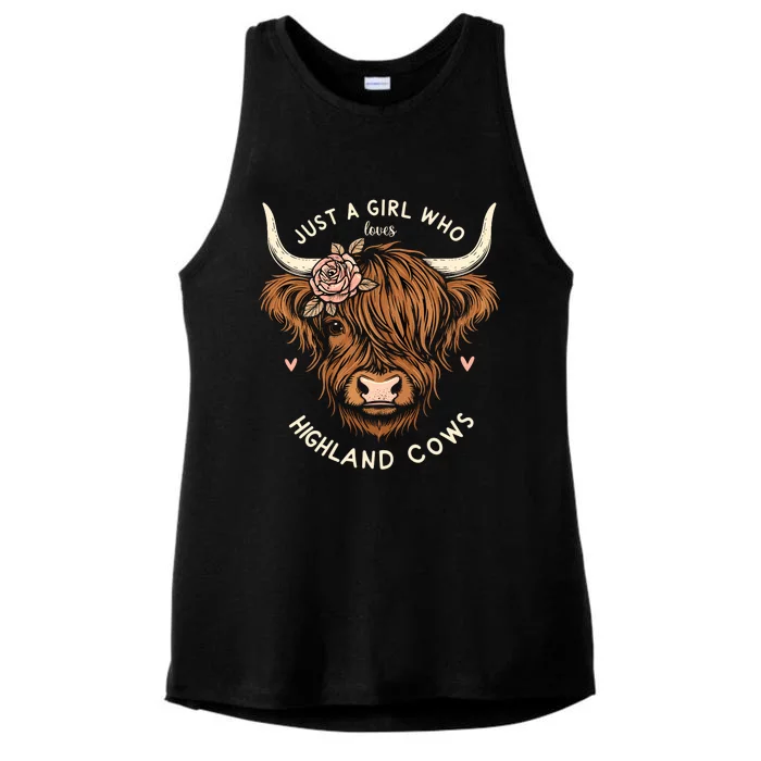 Just A Girl Who Loves Highland Cows Ladies Tri-Blend Wicking Tank