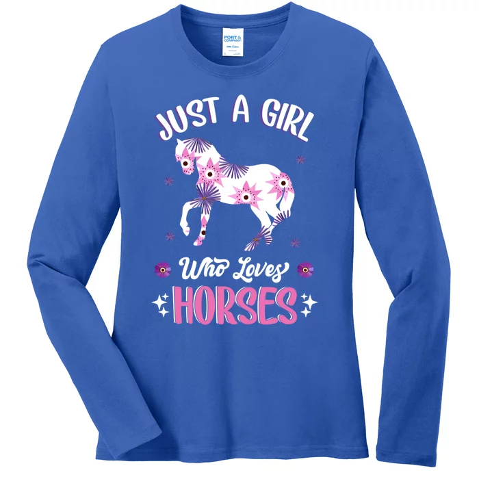 Just A Girl Who Loves Horses Gift Ladies Long Sleeve Shirt