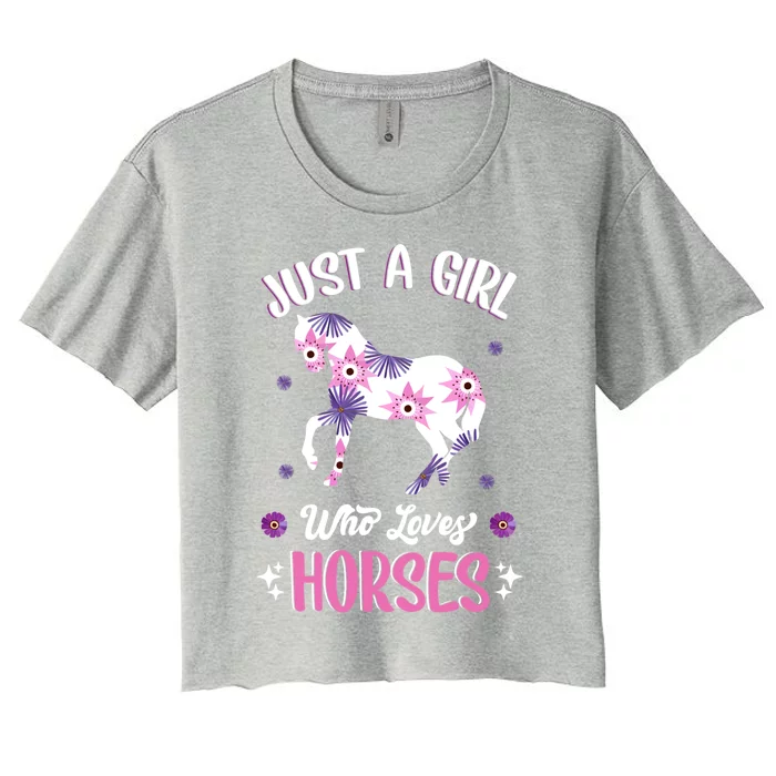 Just A Girl Who Loves Horses Gift Women's Crop Top Tee