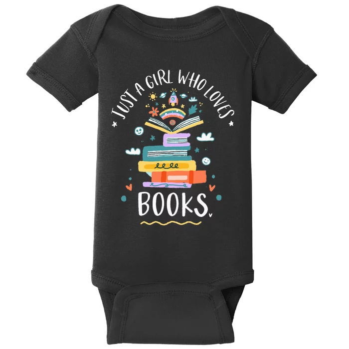 Just A Girl Who Loves Books Gifts For Bookworm Baby Bodysuit