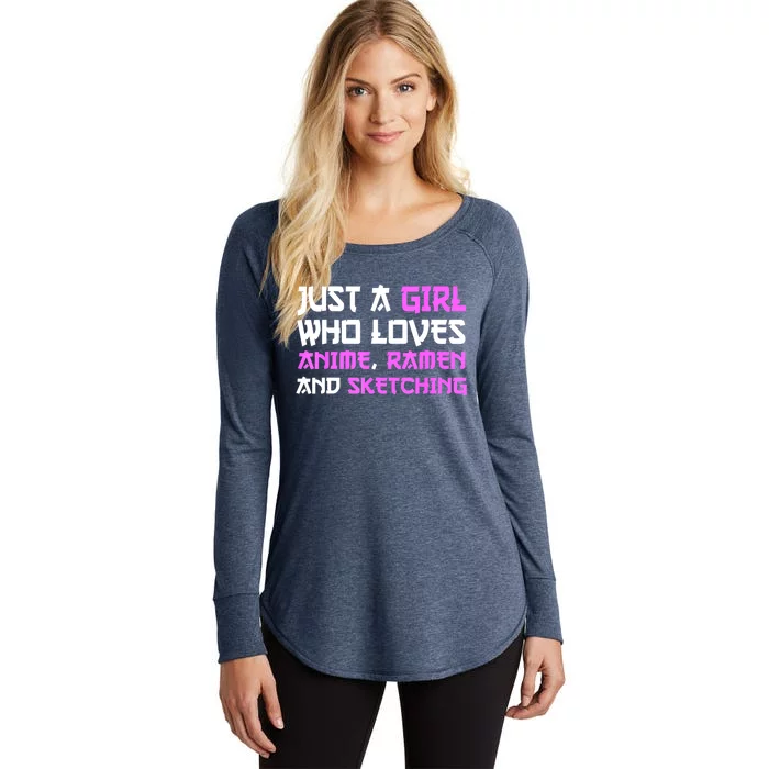 Just A Girl Who Loves Anime Ramen And Sketching Japan Anime Women's Perfect Tri Tunic Long Sleeve Shirt