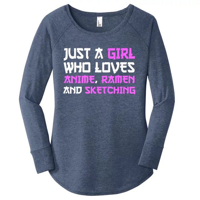 Just A Girl Who Loves Anime Ramen And Sketching Japan Anime Women's Perfect Tri Tunic Long Sleeve Shirt