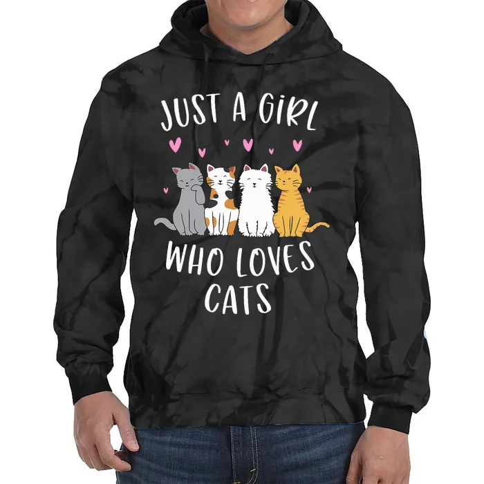 Just A Girl Who Loves Cats Cute Cat Lover Tie Dye Hoodie