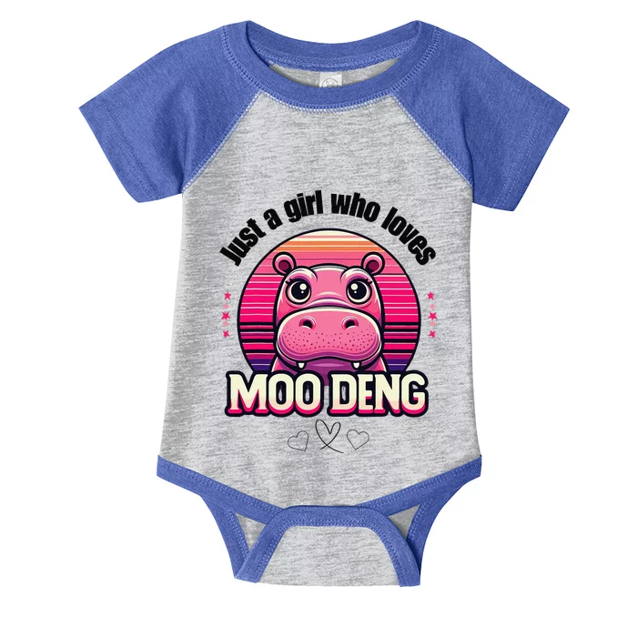 Just A Girl Who Loves Moo Deng Cute Baby Hippo Moo Deng Cute Infant Baby Jersey Bodysuit