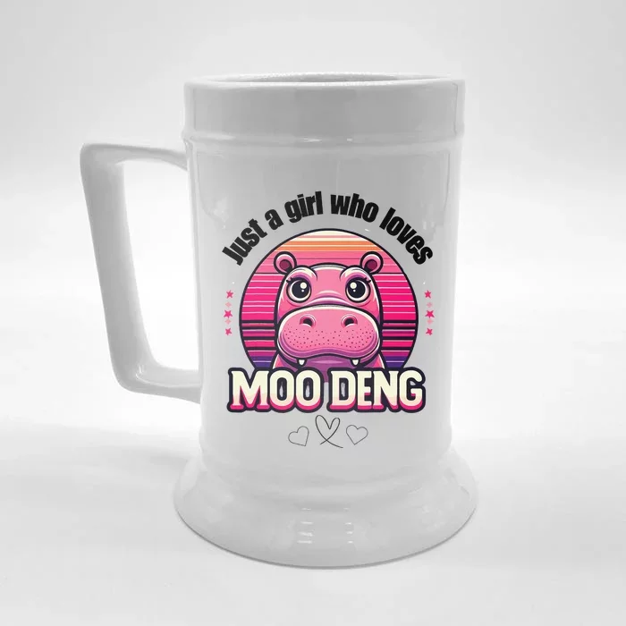 Just A Girl Who Loves Moo Deng Cute Baby Hippo Moo Deng Cute Front & Back Beer Stein