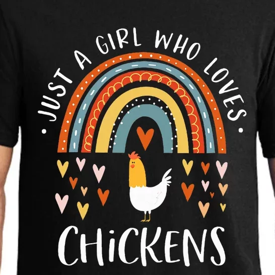 Just A Girl Who Loves Chickens Rainbow Gifts Poultry Lover Pajama Set