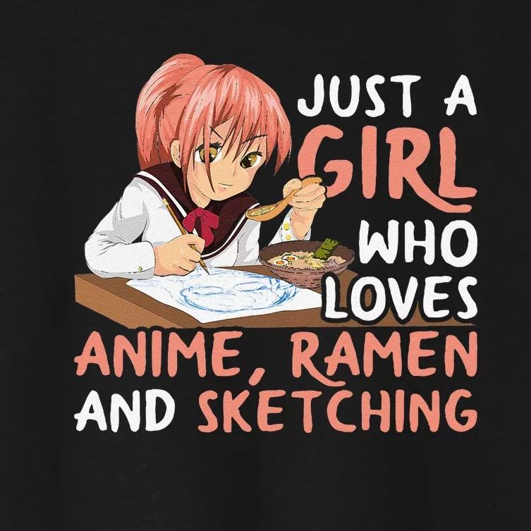 Just A Girl Who Loves Anime Ramen And Sketching Japan Anime Women's Crop Top Tee