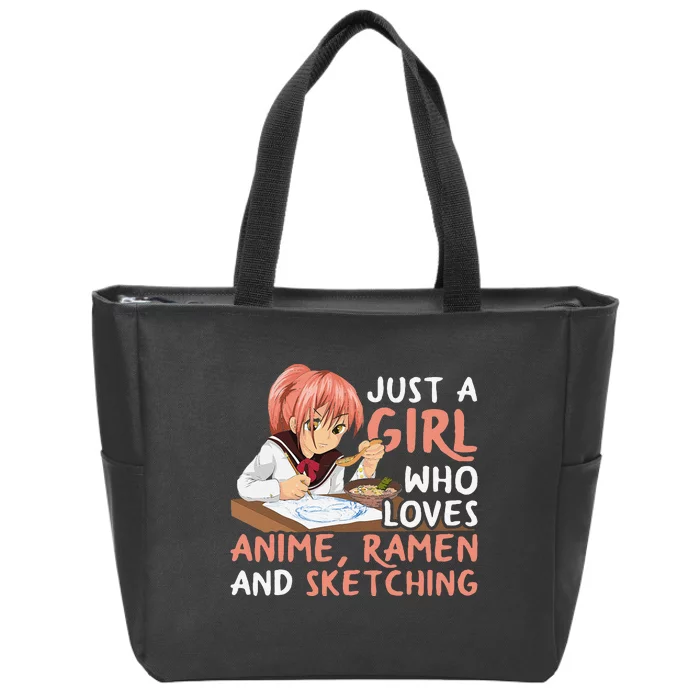 Just A Girl Who Loves Anime Ramen And Sketching Japan Anime Zip Tote Bag