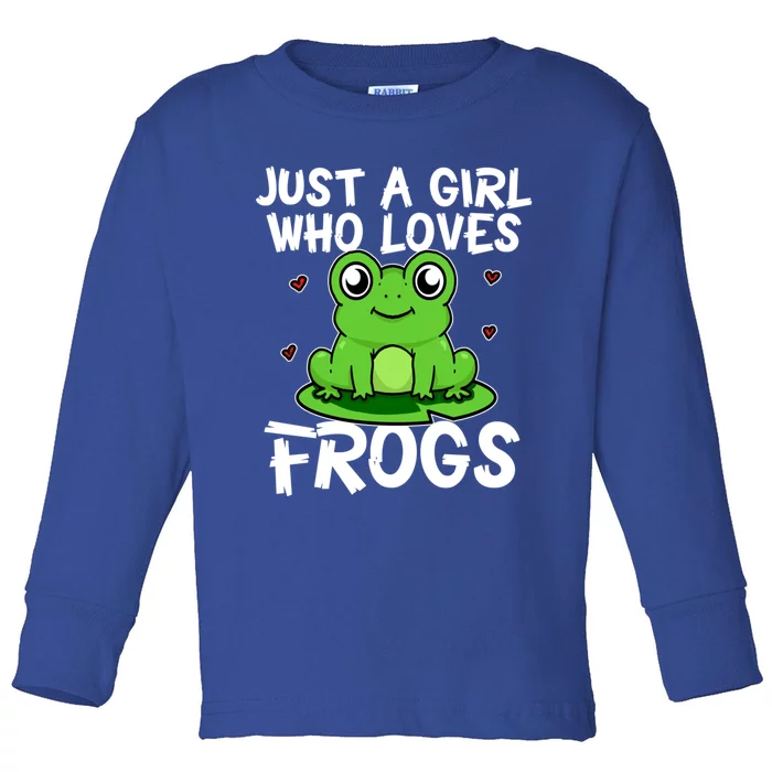 Just A Girl Who Loves Frogs Cute Green Frog Costume Gift Toddler Long Sleeve Shirt