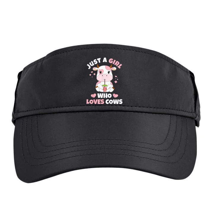 Just A Girl Who Loves Cows Cute Strawberry Cow Cowgirl Print Adult Drive Performance Visor