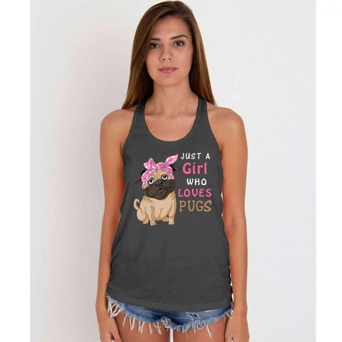 Just A Girl Who Loves Pugs Women's Knotted Racerback Tank