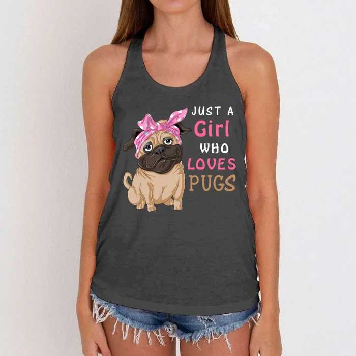 Just A Girl Who Loves Pugs Women's Knotted Racerback Tank