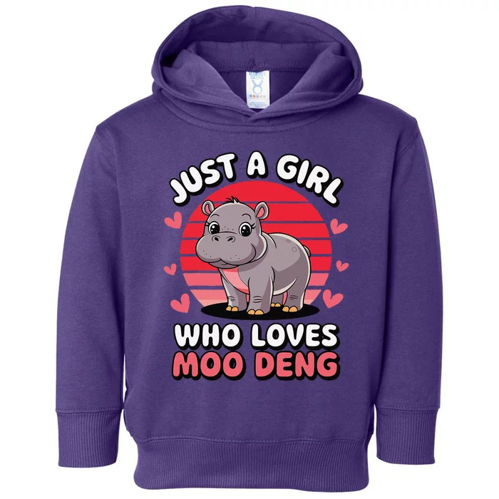 Just A Girl Who Loves Moo Deng Cute Baby Hippo Toddler Hoodie