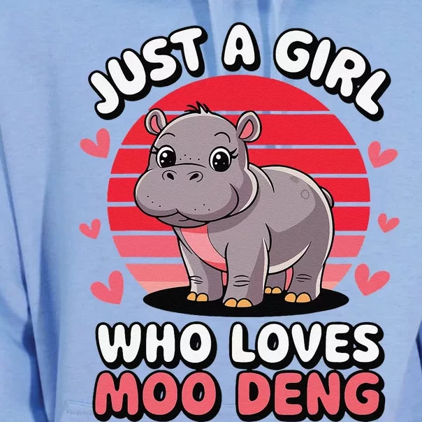 Just A Girl Who Loves Moo Deng Cute Baby Hippo Unisex Surf Hoodie