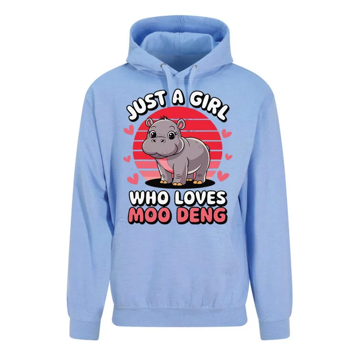 Just A Girl Who Loves Moo Deng Cute Baby Hippo Unisex Surf Hoodie