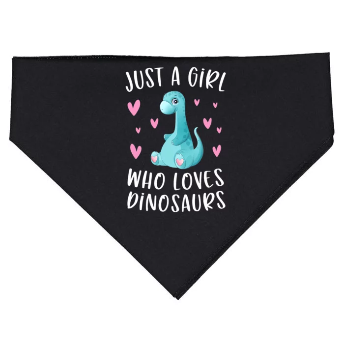 Just A Girl Who Loves Dinosaurs Cute Dinosaur Dino Lover USA-Made Doggie Bandana