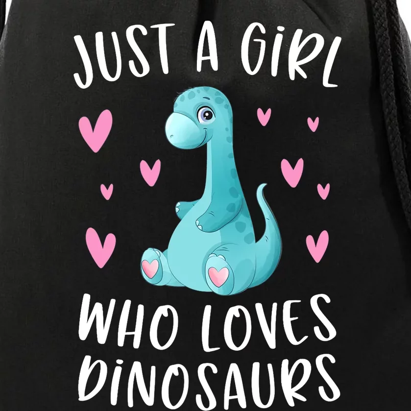 Just A Girl Who Loves Dinosaurs Cute Dinosaur Dino Lover Drawstring Bag