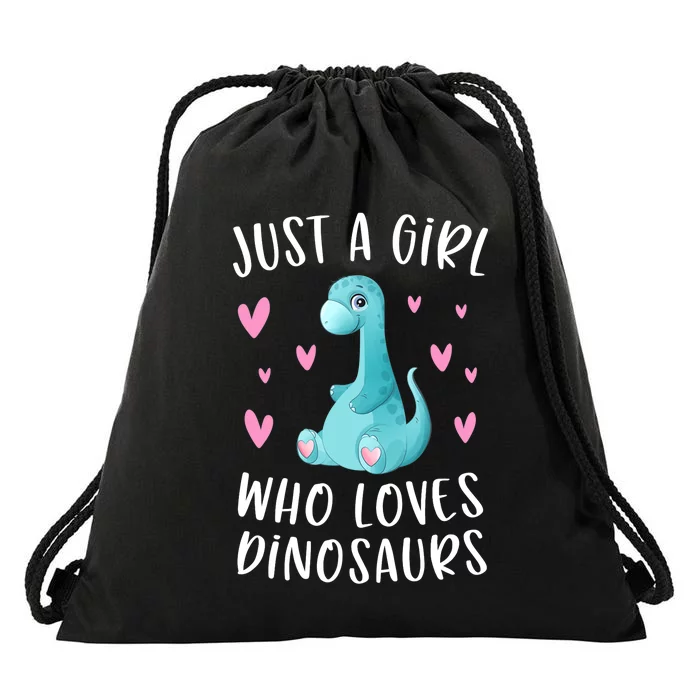 Just A Girl Who Loves Dinosaurs Cute Dinosaur Dino Lover Drawstring Bag