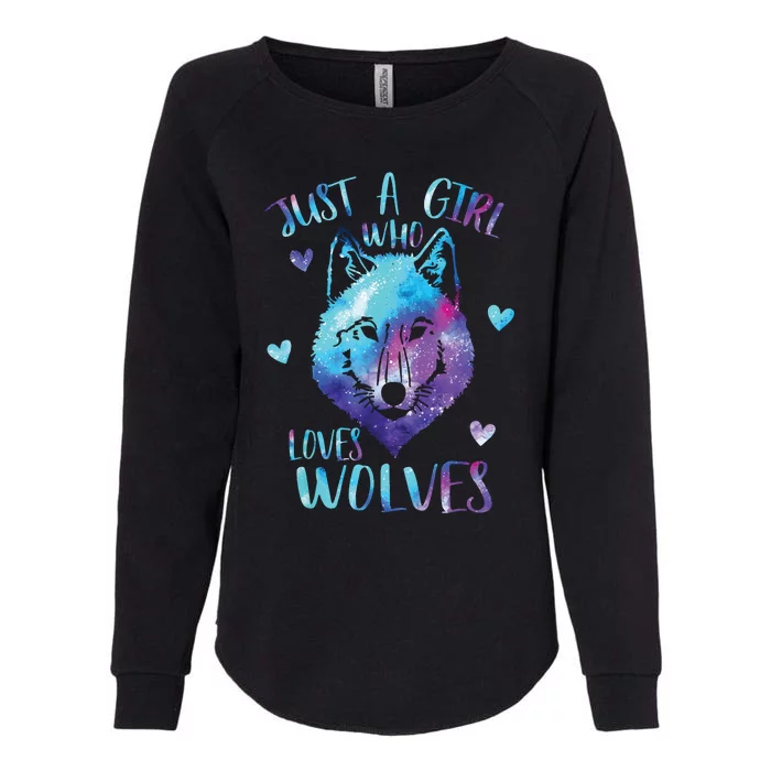 Just A Girl Who Loves Wolves Watercolor Cute Wolf Lover Womens California Wash Sweatshirt