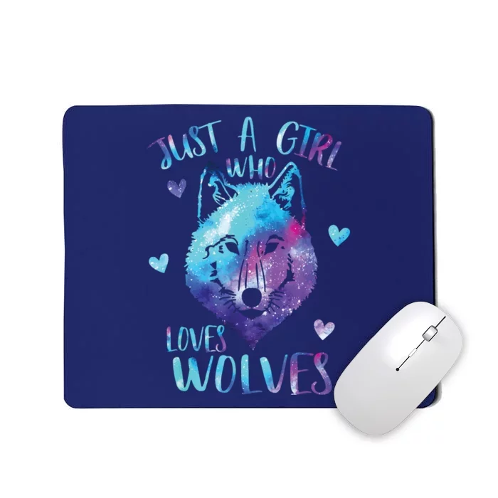 Just A Girl Who Loves Wolves Watercolor Cute Wolf Lover Mousepad