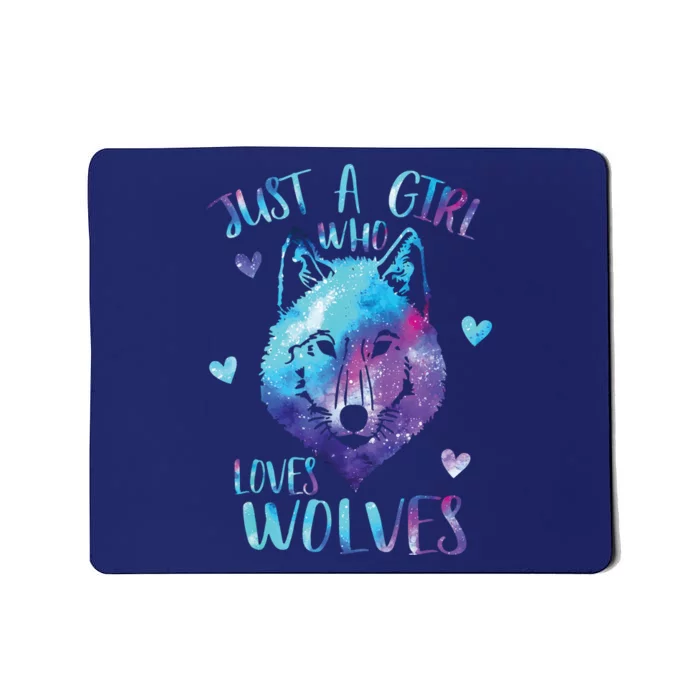 Just A Girl Who Loves Wolves Watercolor Cute Wolf Lover Mousepad