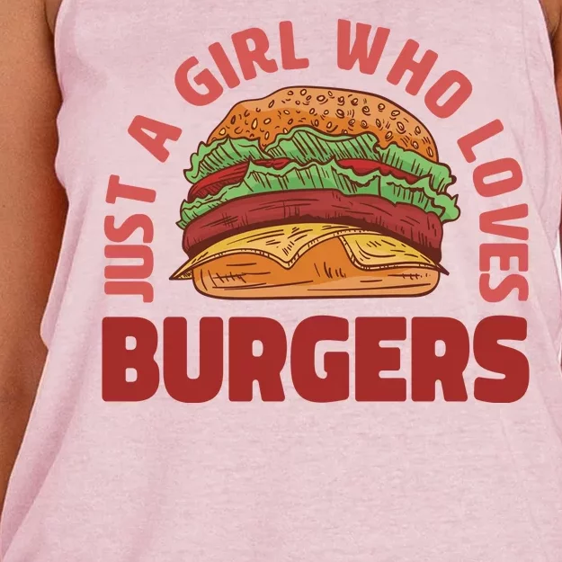 Just A Girl Who Loves Burgers Women's Knotted Racerback Tank