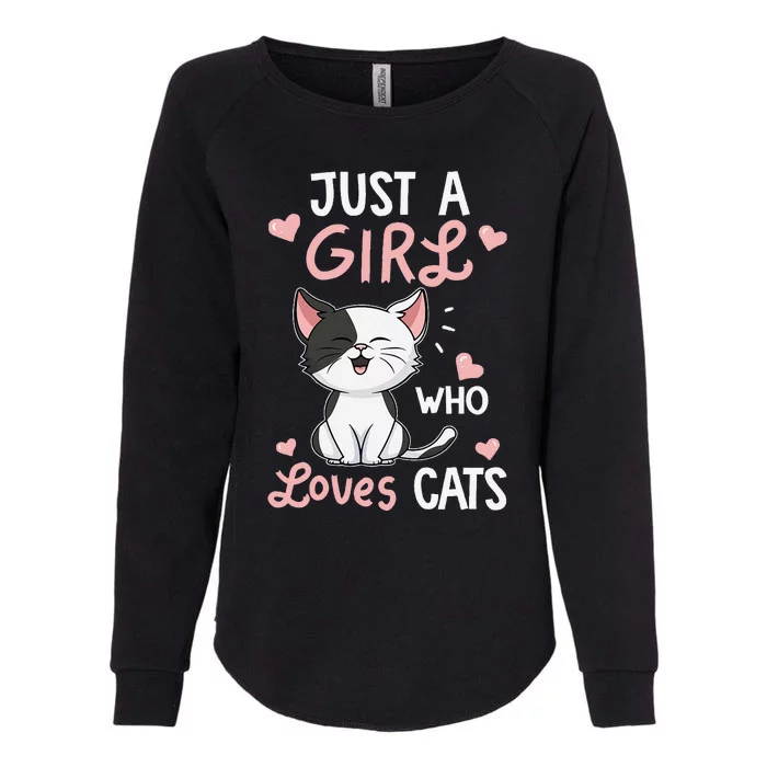 Just A Girl Who Loves Cats Cute Cat Lover Gifts Womens California Wash Sweatshirt