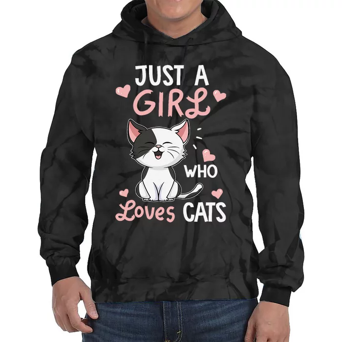 Just A Girl Who Loves Cats Cute Cat Lover Gifts Tie Dye Hoodie