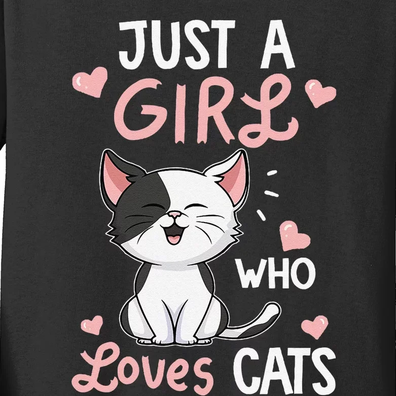 Just A Girl Who Loves Cats Cute Cat Lover Gifts Kids Long Sleeve Shirt