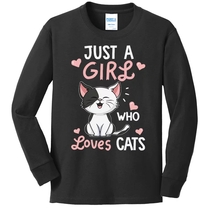 Just A Girl Who Loves Cats Cute Cat Lover Gifts Kids Long Sleeve Shirt