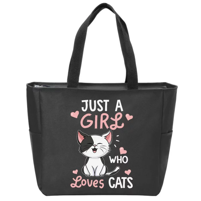 Just A Girl Who Loves Cats Cute Cat Lover Gifts Zip Tote Bag