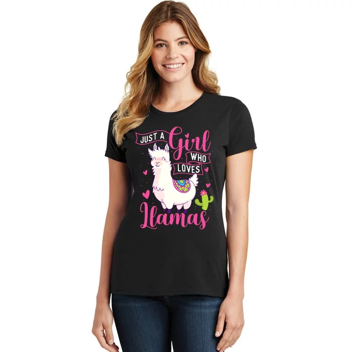 Just A Girl Who Loves Llamas Zookeeper Nature Animal Lover Women's T-Shirt