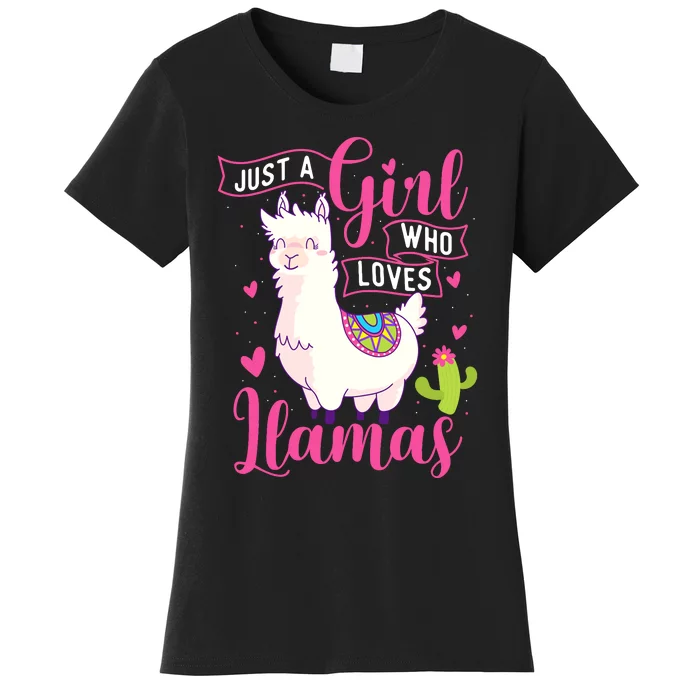 Just A Girl Who Loves Llamas Zookeeper Nature Animal Lover Women's T-Shirt