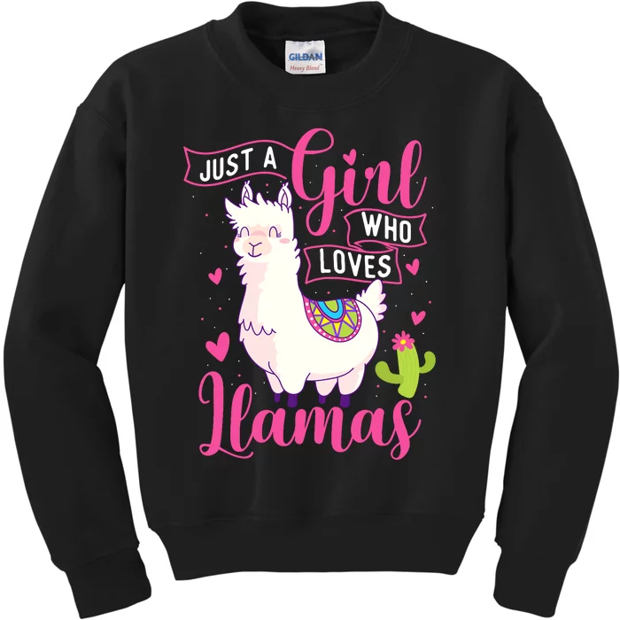 Just A Girl Who Loves Llamas Zookeeper Nature Animal Lover Kids Sweatshirt