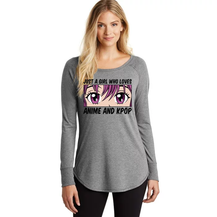 Just A Girl Who Loves Anime And Kpop Women's Perfect Tri Tunic Long Sleeve Shirt