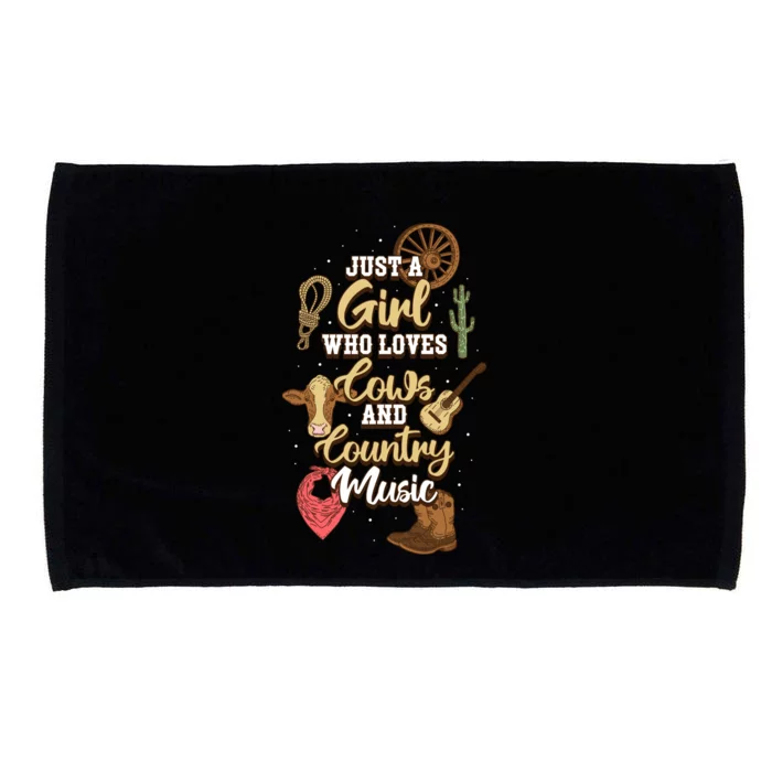 Just A Girl Who Loves Cows And Country Music Gift Microfiber Hand Towel