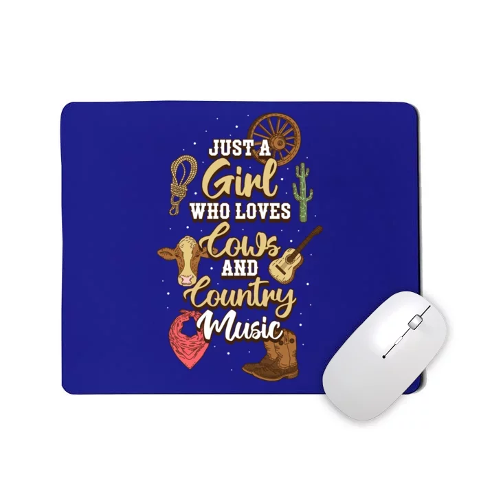 Just A Girl Who Loves Cows And Country Music Gift Mousepad