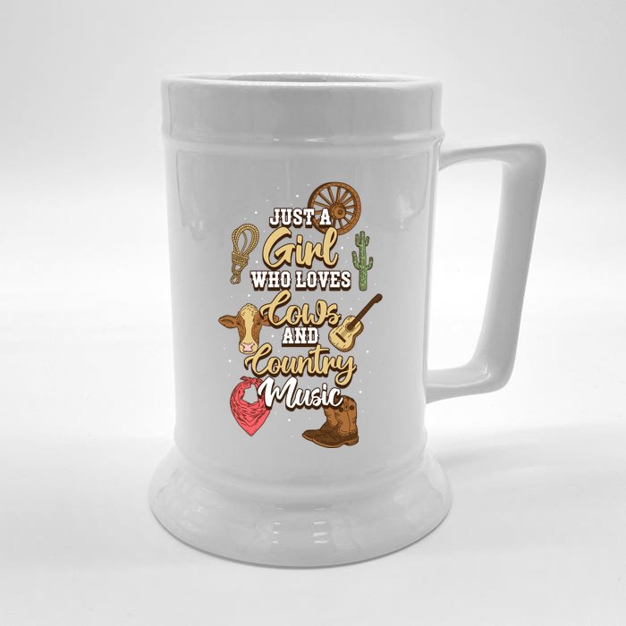 Just A Girl Who Loves Cows And Country Music Gift Front & Back Beer Stein