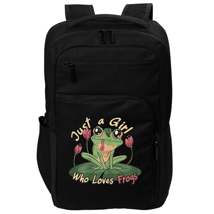 Just A Girl Who Loves FrogS Girl Frog Impact Tech Backpack