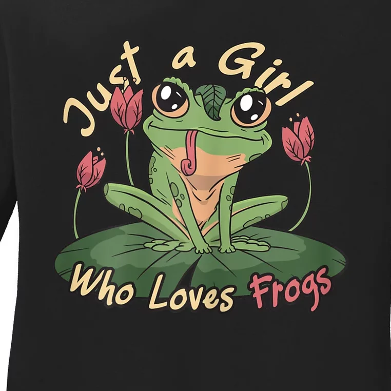 Just A Girl Who Loves FrogS Girl Frog Ladies Long Sleeve Shirt