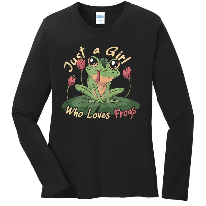 Just A Girl Who Loves FrogS Girl Frog Ladies Long Sleeve Shirt