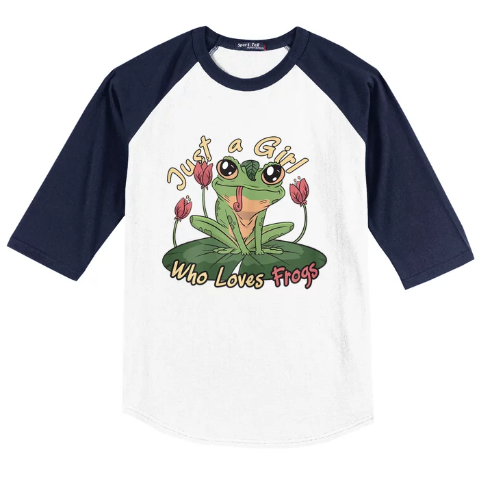 Just A Girl Who Loves FrogS Girl Frog Baseball Sleeve Shirt