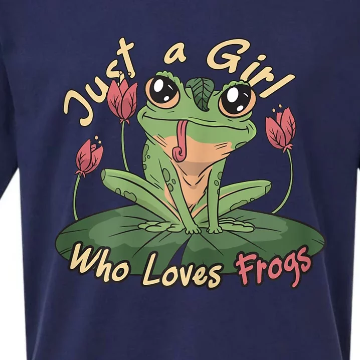 Just A Girl Who Loves FrogS Girl Frog Sueded Cloud Jersey T-Shirt