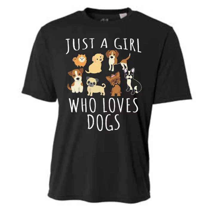 Just A Girl Who Loves Dogs Funny Puppy Cooling Performance Crew T-Shirt