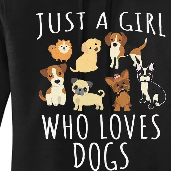 Just A Girl Who Loves Dogs Funny Puppy Women's Pullover Hoodie