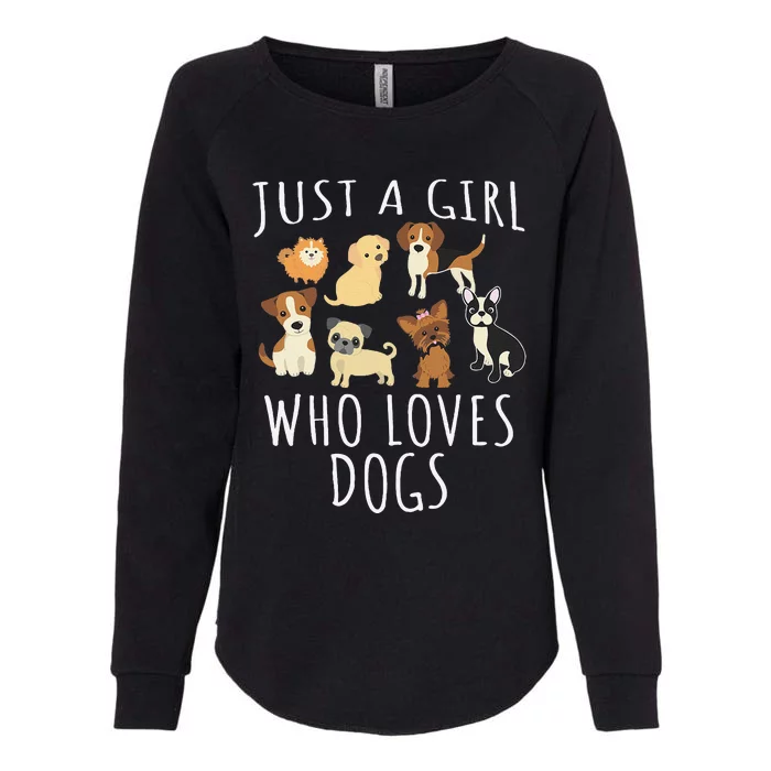 Just A Girl Who Loves Dogs Funny Puppy Womens California Wash Sweatshirt